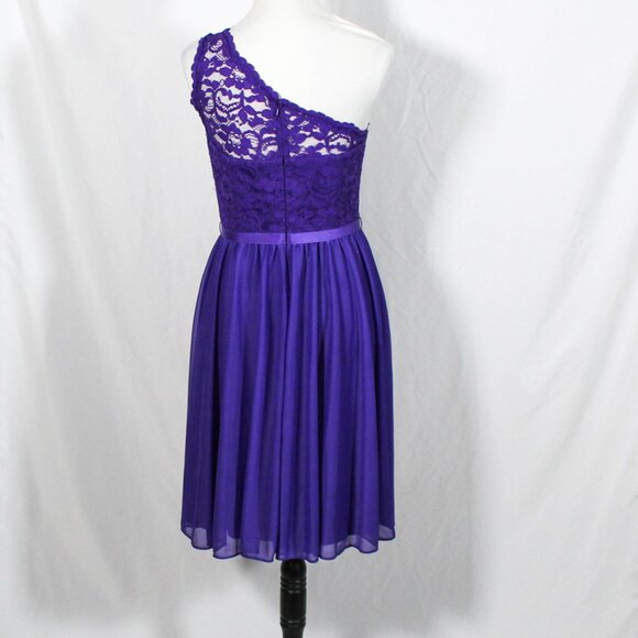 Grape Purple One Shoulder Formal Dress Y2K Style Size 8 Prom Spring Summer - Picture 4 of 10